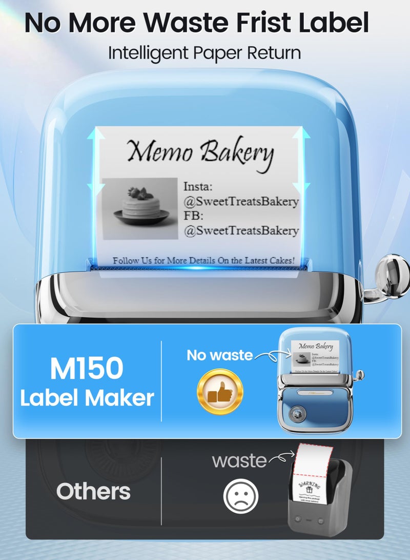 phomemo M150 Label Maker Machine, 2025 Upgraded Bluetooth Label Printer, 2" Themal Sticker Printer for Home Use & Small Business, Compatible with iOS & Android Phone, with 1 Pack 40x30mm Thermal Label - Image 3