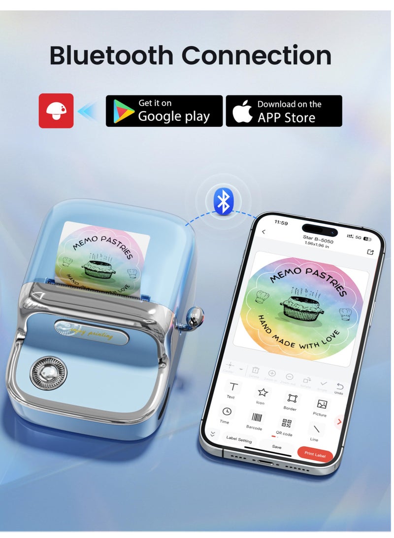 phomemo M150 Label Maker Machine, 2025 Upgraded Bluetooth Label Printer, 2" Themal Sticker Printer for Home Use & Small Business, Compatible with iOS & Android Phone, with 1 Pack 40x30mm Thermal Label - Image 4