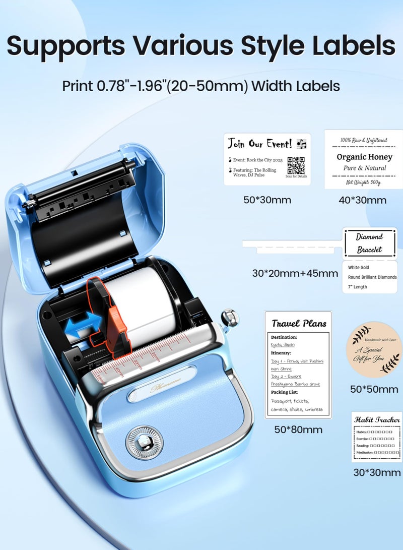 phomemo M150 Label Maker Machine, 2025 Upgraded Bluetooth Label Printer, 2" Themal Sticker Printer for Home Use & Small Business, Compatible with iOS & Android Phone, with 1 Pack 40x30mm Thermal Label - Image 5