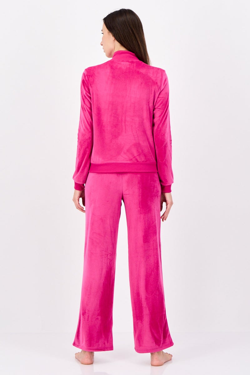 bebe Women 2 Pieces Sweatshirt And Pants Pajama Set, Fuchsia - Image 4