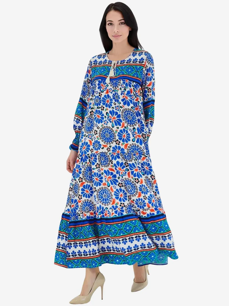 BIG DART BDART Patterned Maxi Dress with Tie Closure