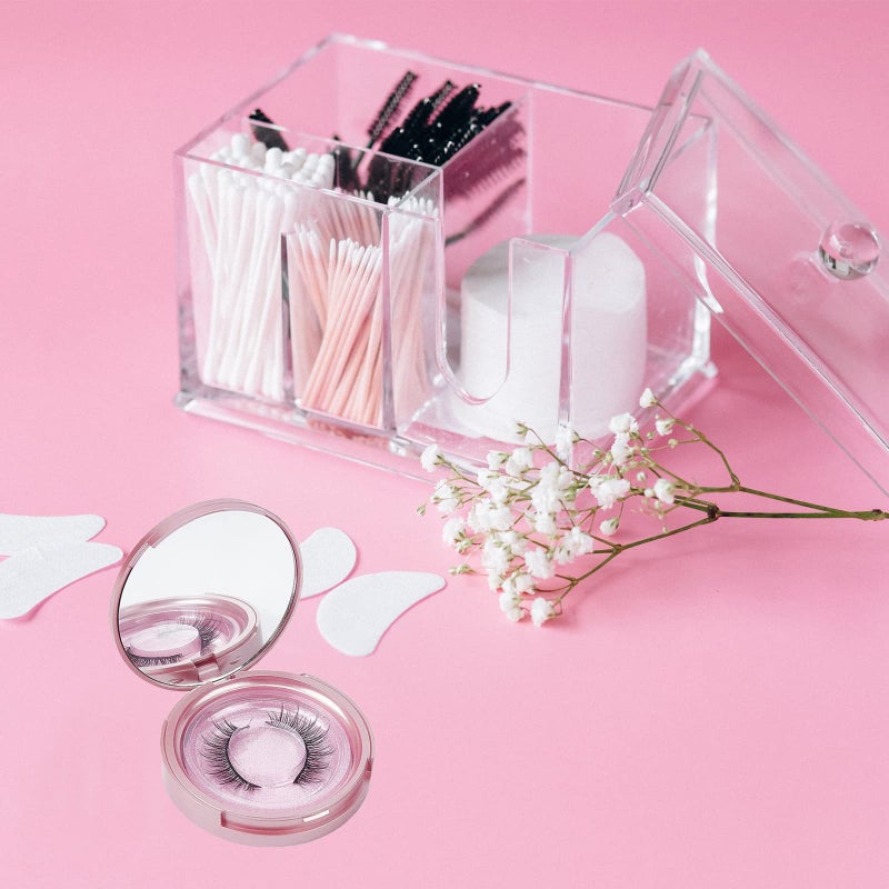 Qeuly 3 Pack Eyelash Case, Circle lash Packaging Case with Makeup Mirror, Eyelash Storage Empty Box with False Eyelash Holder for Women and Girls (Rose Gold) - Image 3