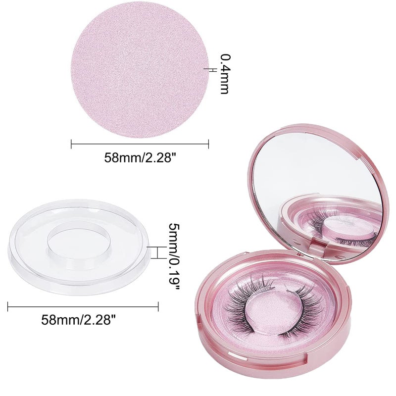 Qeuly 3 Pack Eyelash Case, Circle lash Packaging Case with Makeup Mirror, Eyelash Storage Empty Box with False Eyelash Holder for Women and Girls (Rose Gold) - Image 2
