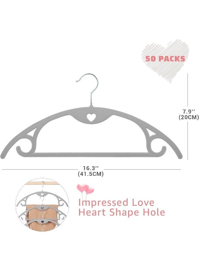 ManGotree Velvet Hangers With Cascade Hole, Non-Slip Rounded Clothes Hangers, Sturdy Felt Hangers, Space-Saving Suit Hangers For Sweaters, Pants, Dresses, Skirts, Coats (Grey, 10 Pack) - Image 2