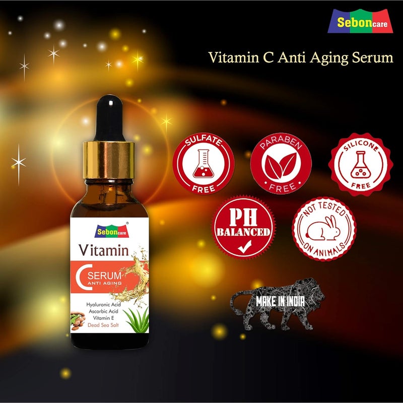 SebonCare SebonCare Vitamin C Serum for Face Enrich with Hyaluronic Acid Vitamin E Tamarind Extract Aloevera Extract Dead Sea Salt for Brightening Anti Ageing Wrinkle Control 30ml  - Image 5
