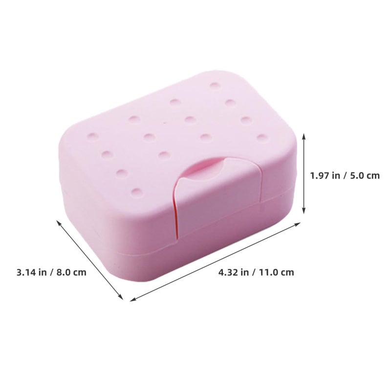 Leakproof Portable Soap Holder Set Of 4 With Lid Blue White Pink Gray - Image 3
