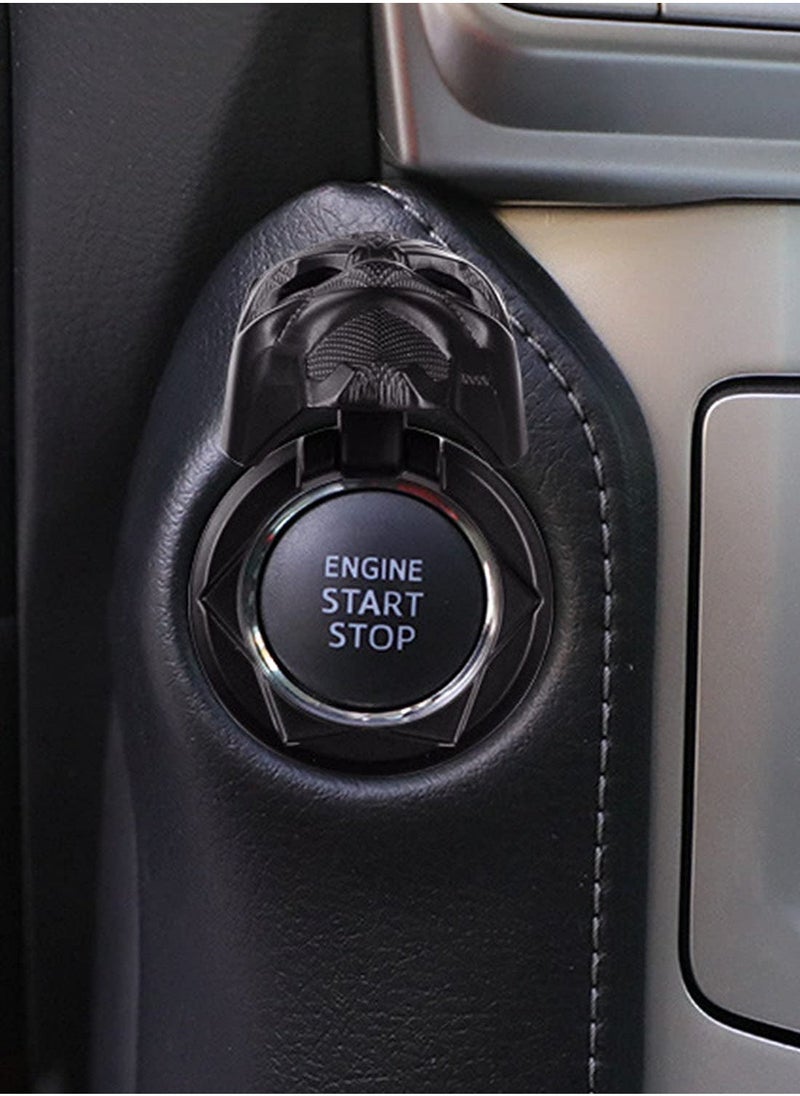 Car Engine Start Cover of Black Panther Push, Start Stop bu tton Cover Replacement Push bu tton Car Engine Start Stop Trim Protector Key Ring Circle Cover 3D Car Interior Accessory Light Black - Image 3