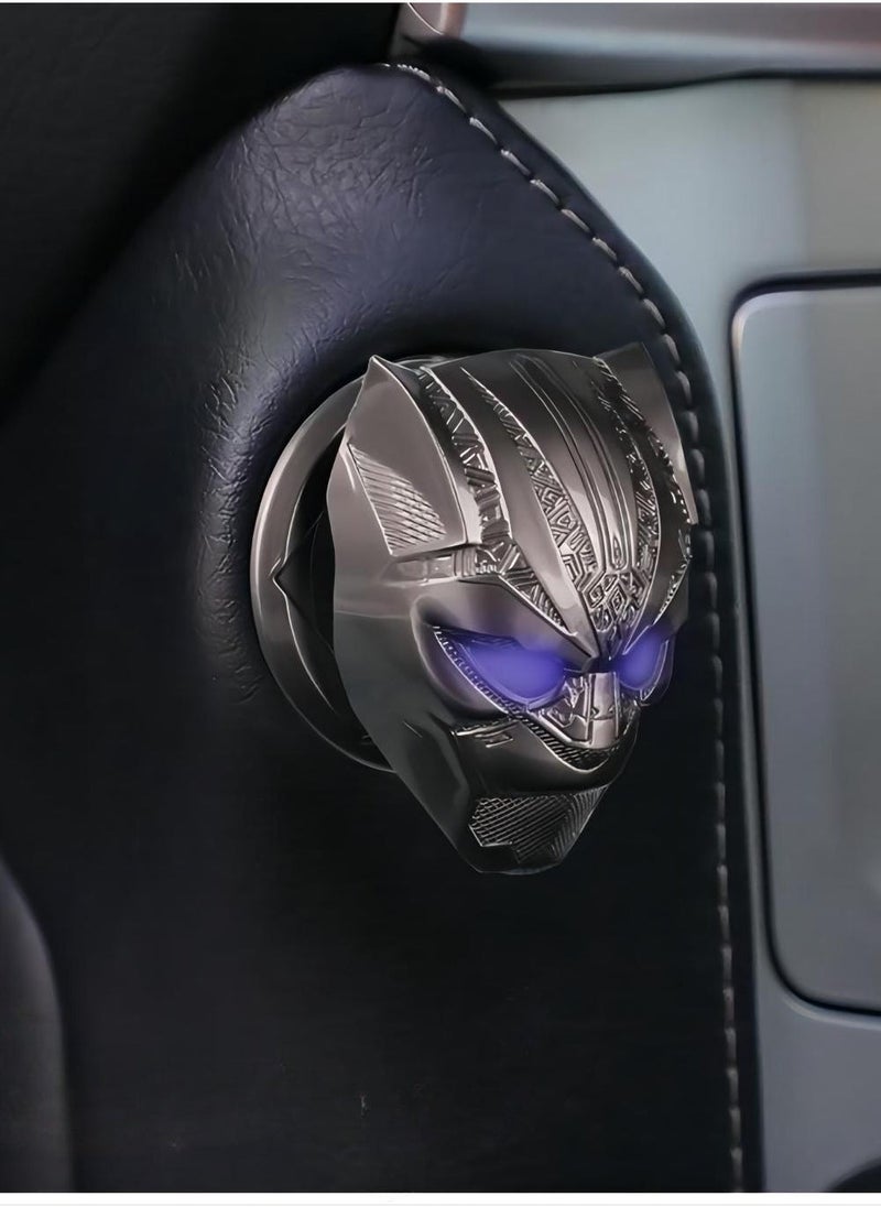 Car Engine Start Cover of Black Panther Push, Start Stop bu tton Cover Replacement Push bu tton Car Engine Start Stop Trim Protector Key Ring Circle Cover 3D Car Interior Accessory Light Black - Image 2