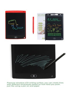 HEXABEX 2PC Pack LCD Writing Tablet Early Education Electronic Tablet with Pens for Kids Black and Red 8.5"  - Image 2