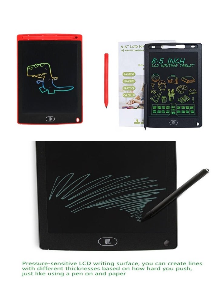 HEXABEX 2PC Pack LCD Writing Tablet Early Education Electronic Tablet with Pens for Kids Black and Red 8.5"  - Image 2