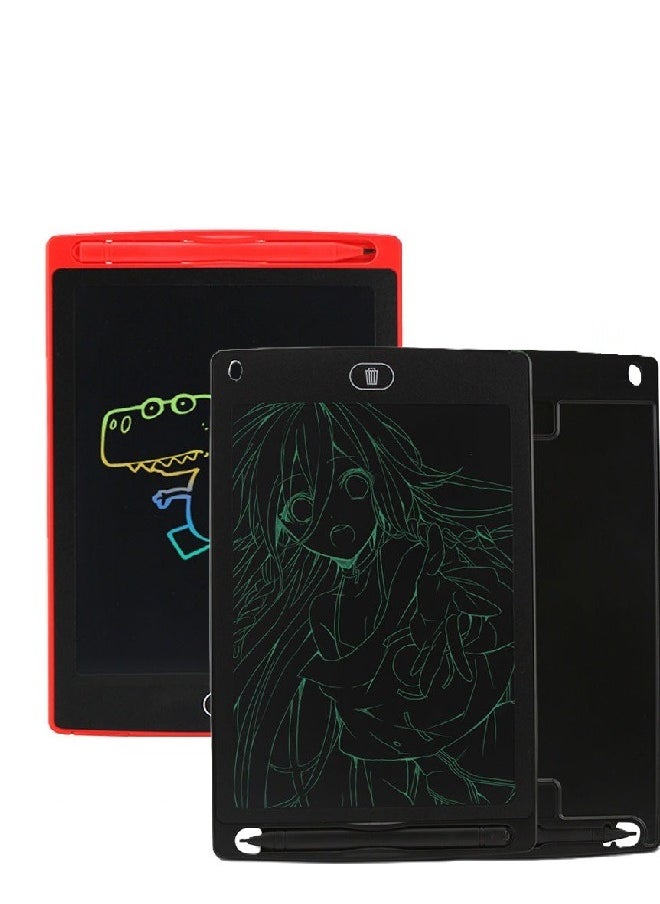 HEXABEX 2PC Pack LCD Writing Tablet Early Education Electronic Tablet with Pens for Kids Black and Red 8.5"  - Image 1