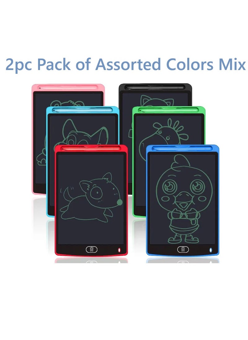 HEXABEX 2PC Pack LCD Writing Tablet Early Education Electronic Tablet with Pens for Kids Assorted Colors 8.5"  - Image 1