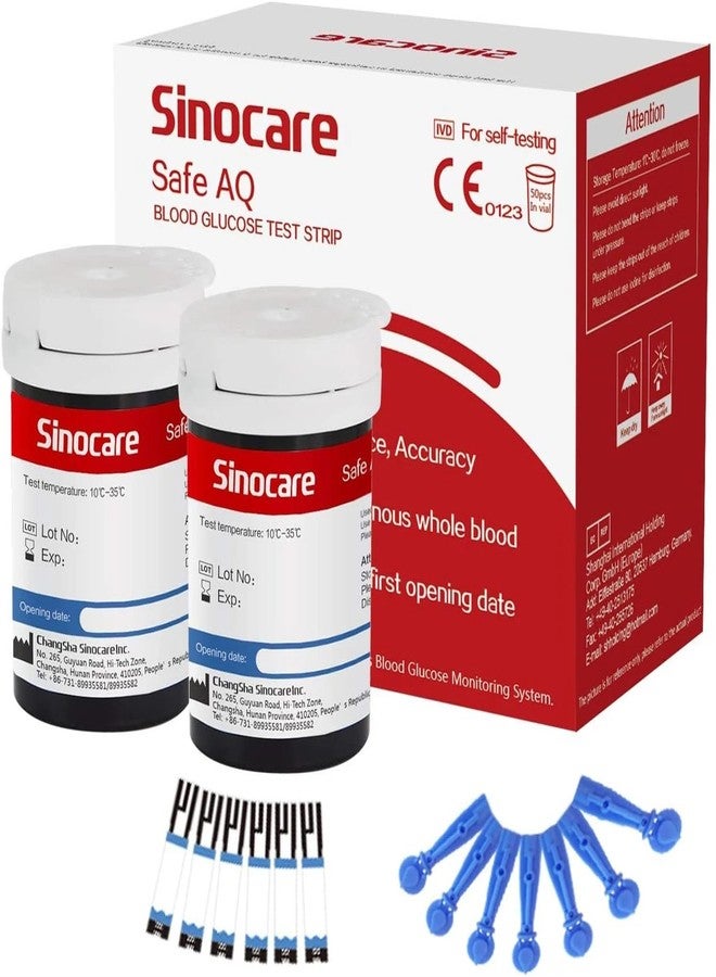 سينو كير شرائط اختبار سكر الدم SINOCARE SAFE AQ، عبوة من 50 شريطًا | متوافقة فقط مع جهاز قياس سكر الدم SAFE AQ | لا تشمل العبوة المشارط | شرائط مراقبة سكر الدم، عبوة من 50 شريطًا - Image 4
