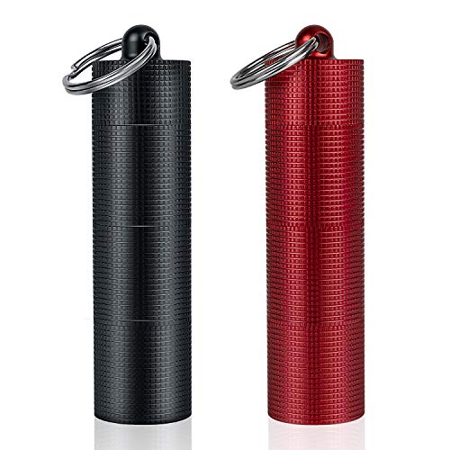 PPFISH EDC PPFISH 2 PCS Portable Daily Pill Case, 3 Compartments Aluminum Alloy Waterproof Pill Box Dispenser, Small Pocket Pill Container, Keychain Pill Fob, Travel Pill Holder for Men Women - Image 1