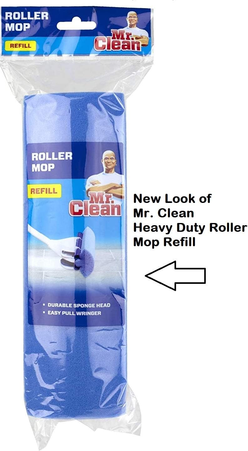 Mr Clean Heavy Duty Roller Floor Mop Scrubber Sponge Refill Head, Blue - Image 1