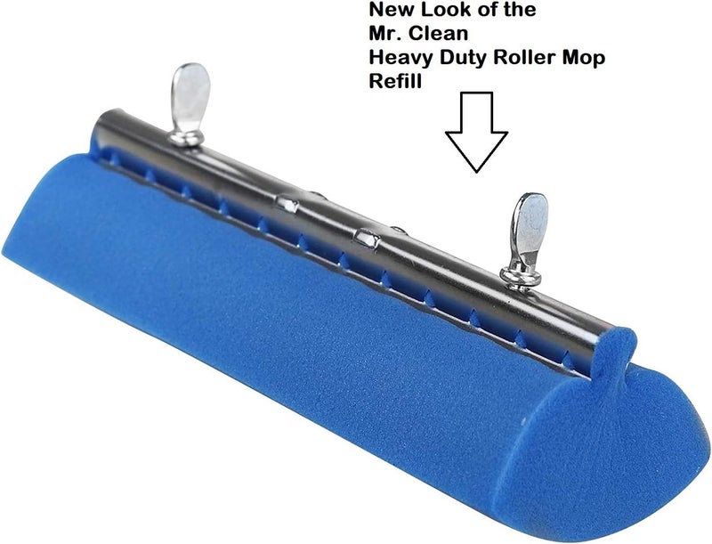Mr Clean Heavy Duty Roller Floor Mop Scrubber Sponge Refill Head, Blue - Image 2