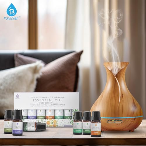 Pursonic Essential Oils Set - Top 6 Aromatherapy Blends Gift Set - 10ml 100% Pure Essential Oils for Diffusers, Home, Massage, & Bath (Eucalyptus,Lavender,Lemongrass,Orange,Peppermint,Tea Tree) - Image 4