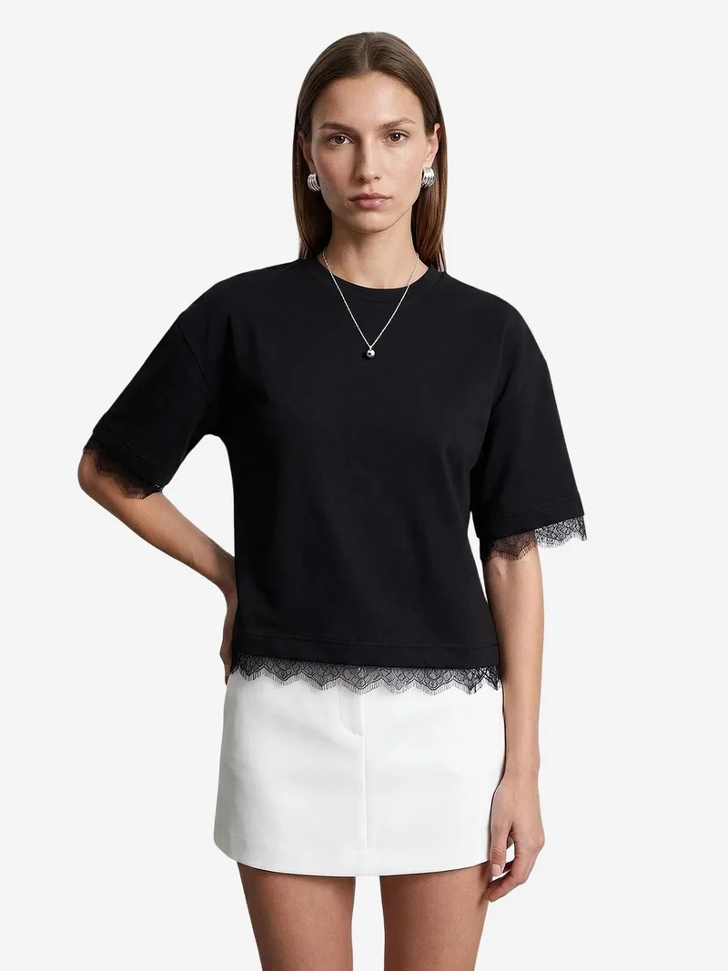 Dilvin DILVIN Women's Cotton Elastane Crew Neck T-Shirt