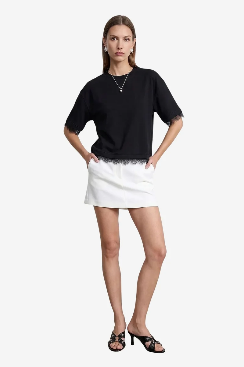 Dilvin Black DILVIN Women's Cotton Elastane Crew Neck T-Shirt for Women | Best Price UAE