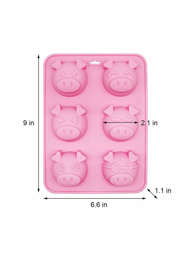 HiParty Hi-Party 2Pcs 6 Cavity Pig Cake Mold, Piggy Baking Pan Silicone Chocolate Candy Gummy Fat Bomb Jello Shot Mold Mini Soap Crayon Beeswax Melt Mold Ice Cube Trays - Image 2