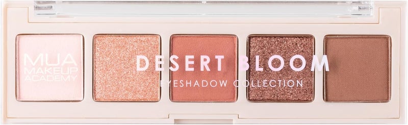 MUA Makeup Academy 5Shade Eye Shadow Palette Desert Bloom Highly Pigmented Matte Shimmer Blend Vegan and Cruelty Free