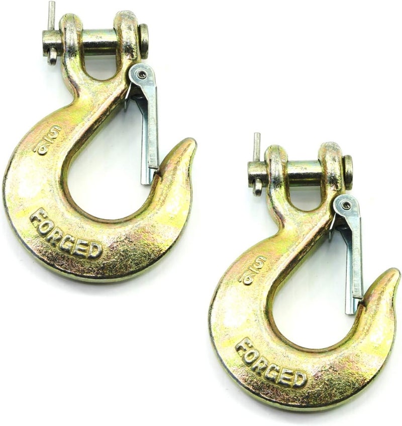 GRIPON (Pack of 2) 5/16 Inch Safety Hook with Latch Forged G70 14,000 Lb Capacity