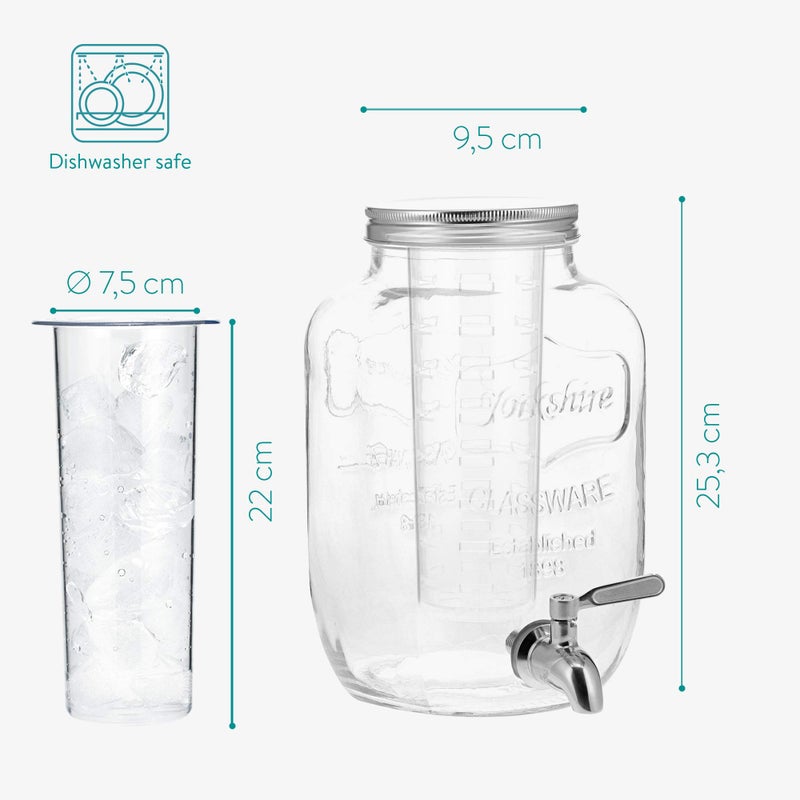 Navaris Glass Drink Dispenser with Spout - 4 L / 1 Gallon Mason Jar with Fruit & Ice Infuser - Beverage Fountain for Sweet Tea, Punch, Water, Cocktail - Drinks Pitcher For Parties - Image 5