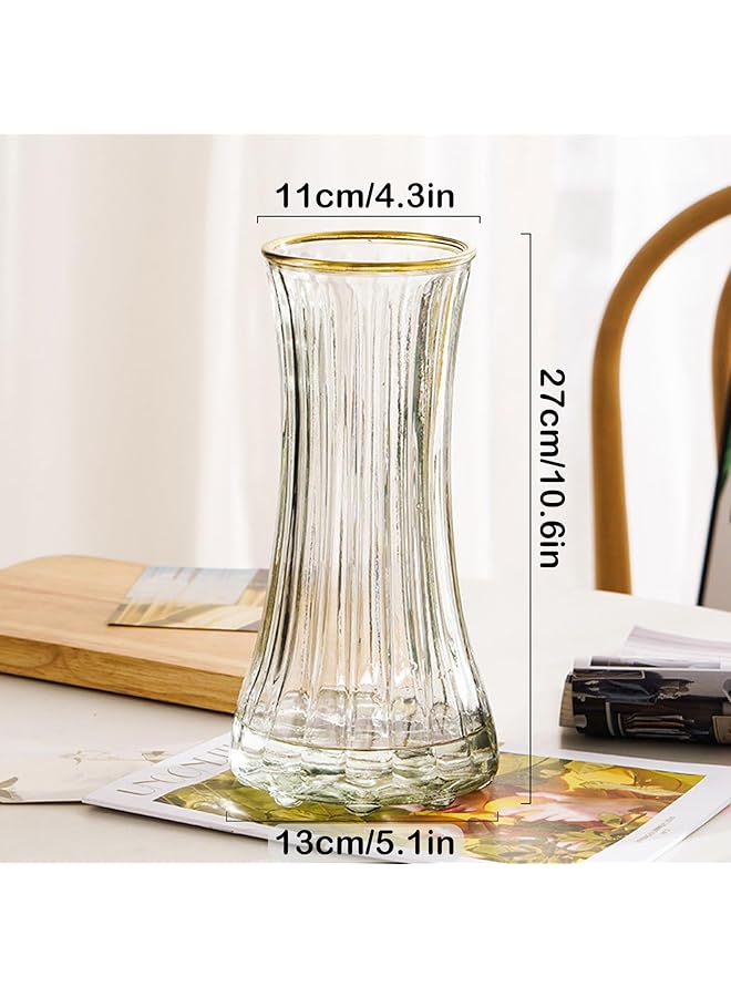 إيروريكس مزهرية زجاجية شفافة مزهرية زجاجية كبيرة حديثة للديكور المنزلي والمكتبي مزهرية طويلة مزهرية زجاجية للطاولة كهدية زفاف وتدفئة منزل جديد شفافة - Image 2