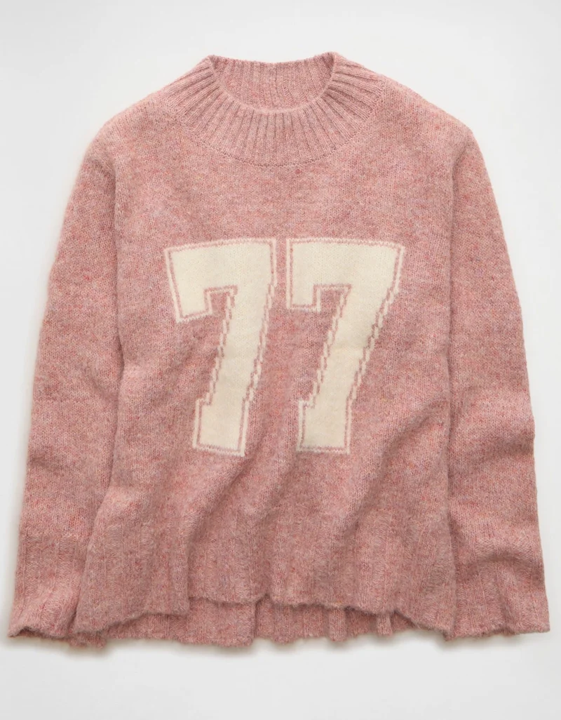 American Eagle  AE Oversized Faux Mohair Wide Cuff Sweater for Women | Best Price UAE