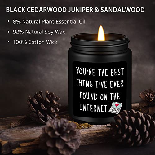 Homsolver Anniversary Birthday Christmas Stocking Stuffers Gifts for Boyfriend, Funny Christmas Valentines Romantic Gifts for Him, Men, Boyfriend, Husband, Black Cedar Juniper Sandalwood Candle - Image 2