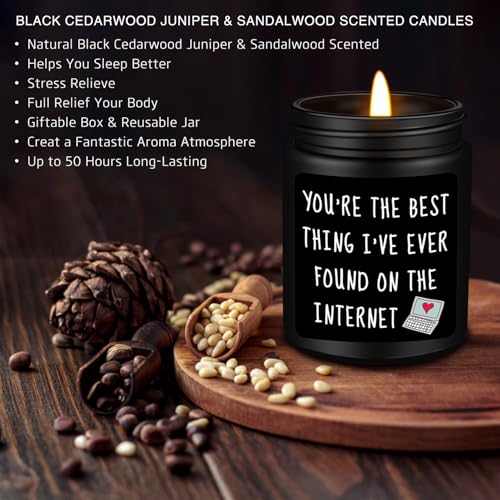 Homsolver Anniversary Birthday Christmas Stocking Stuffers Gifts for Boyfriend, Funny Christmas Valentines Romantic Gifts for Him, Men, Boyfriend, Husband, Black Cedar Juniper Sandalwood Candle - Image 4