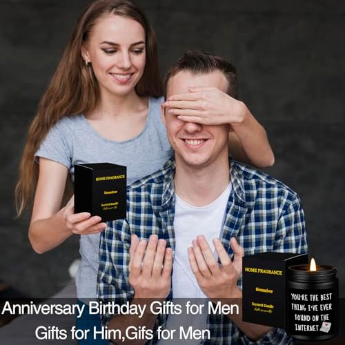 Homsolver Anniversary Birthday Christmas Stocking Stuffers Gifts for Boyfriend, Funny Christmas Valentines Romantic Gifts for Him, Men, Boyfriend, Husband, Black Cedar Juniper Sandalwood Candle - Image 5