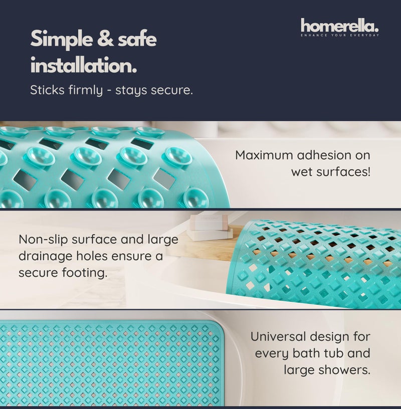 Homerella Bathtub Mat Non Slip 35x16 - homerellaÂ® Bath Mat Incl. Hooks for Drying, Extra Long, 100% BPA Free, Shower Mat Non Slip Anti Mold, Machine Washable, Shower Mats for Inside Shower Mildew Resistant - Image 4