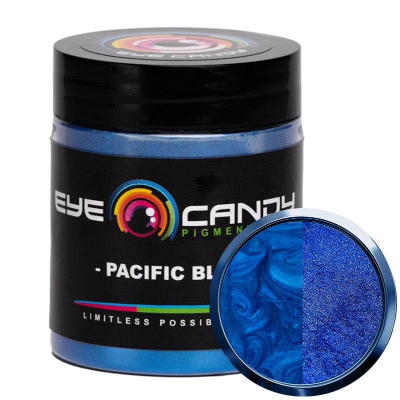 Eye Candy Pigments Premium Blue Mica Powder Pacific Blue 25gr for Epoxy Resin Soap Paint Woodworking Acrylic Pouring Bath Bombs Fishing Lures DIY Arts and Crafts Additive
