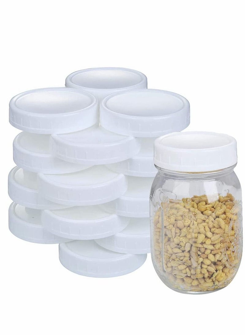 Wide Mouth Mason Jar Lids, For Ball, Kerr Jars, Food Grade White Plastic Storage Caps Canning Jars Leak Proof And Anti Scratch Resistant Surface, Dia 86 MM (12 PCS) - Image 1