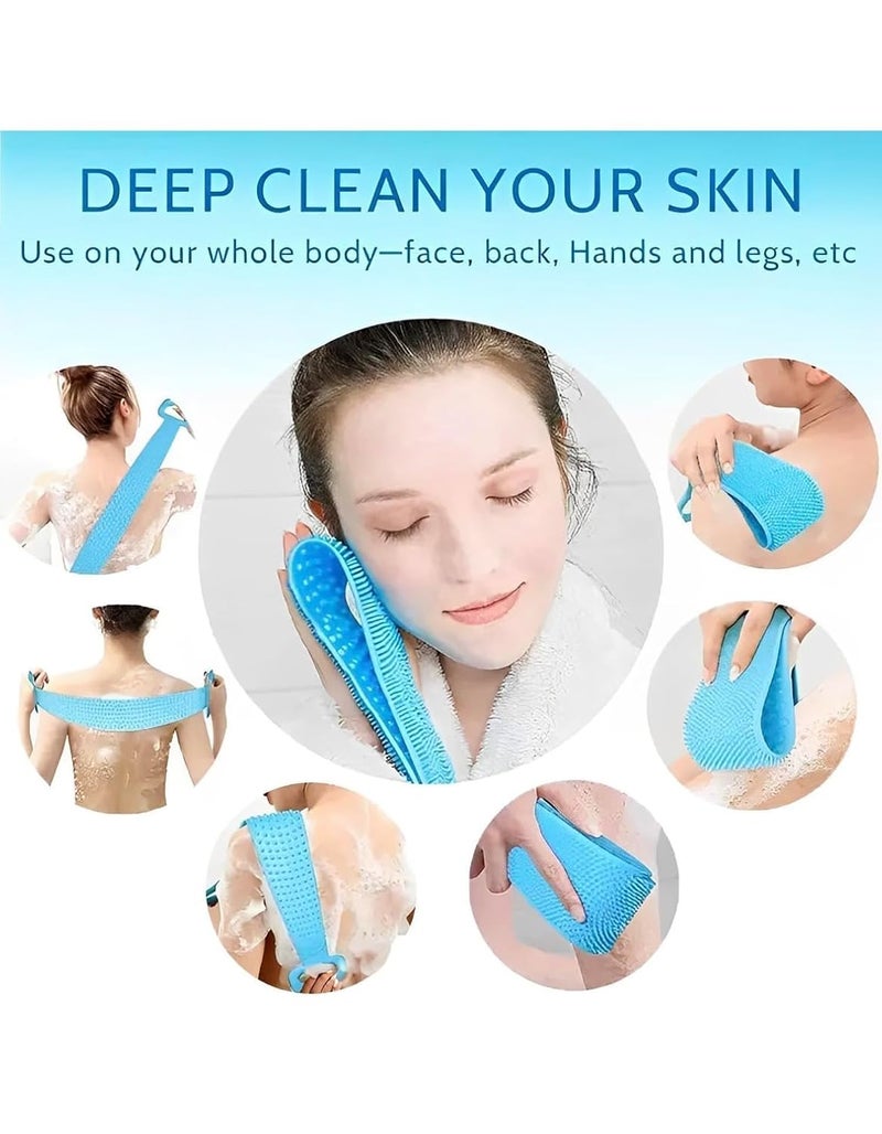 Loquat 2pcs Combo of 2in1 Silicone Body Massage Bath Brush with Soap Dispenser and Silicon Body Back Scrubber Massager for Deep Cleaning Exfoliating Massaging Hair Scalp BodyMulticolor - Image 5