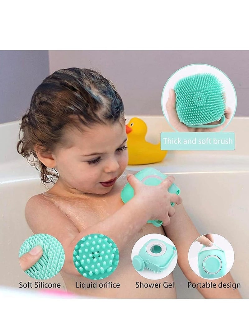 Loquat 2pcs Combo of 2in1 Silicone Body Massage Bath Brush with Soap Dispenser and Silicon Body Back Scrubber Massager for Deep Cleaning Exfoliating Massaging Hair Scalp BodyMulticolor - Image 2