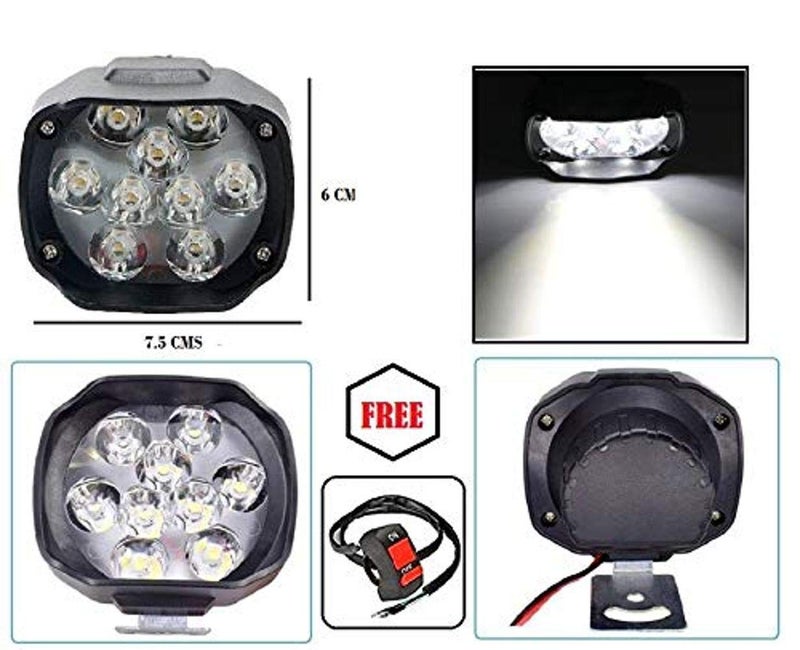 AOWBIKES LED Fog Light White Spot Beam Driving Lamp (18W AOWbikesck of 2) with Switch for Bullet Classic 350 - Image 4
