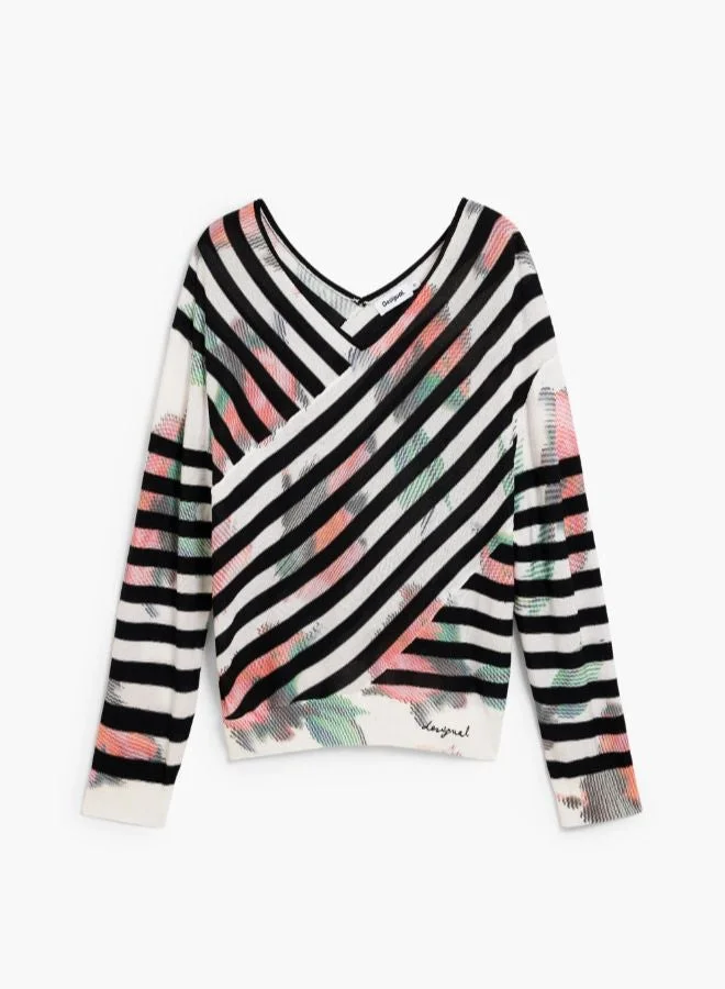 DESIGUAL Black Fine Crossover Sweater for Women | Best Price UAE