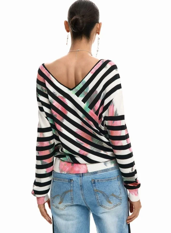 DESIGUAL Black Fine Crossover Sweater for Women | Best Price UAE