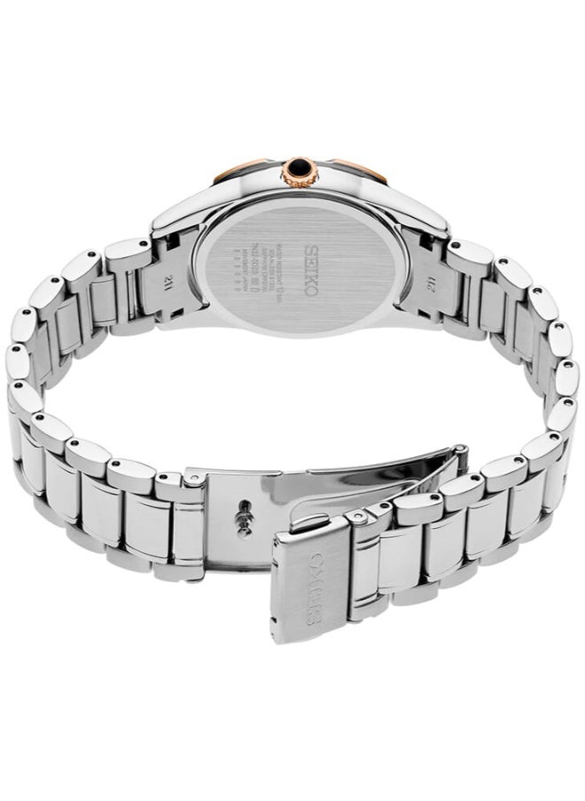Seiko ساعة نسائية بمينا بيضاء وحركة كوارتز من الفولاذ المقاوم للصدأ، SKK730P  - Image 3