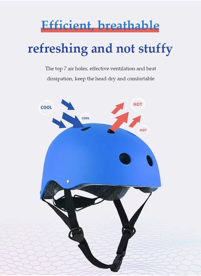 ماركة غير محددة 7-Piece Children's Protective Gear Set, Adjustable Helmet With Wrist And Knee Guards, Suitable For 4-9 Years Old, Children's Bicycle And Skating Protective Gear Set.  - Image 4