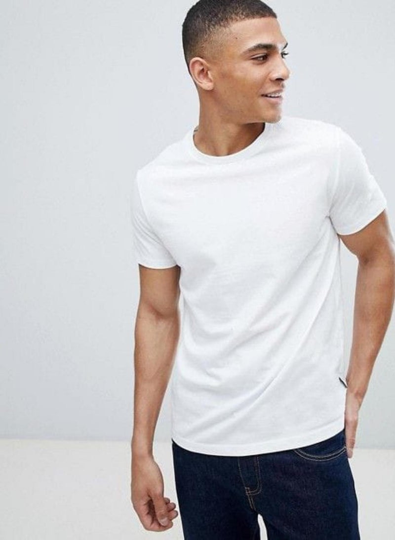 3 Pack Crew Neck Plain T-Shirt White Cotton 100% - Image 2
