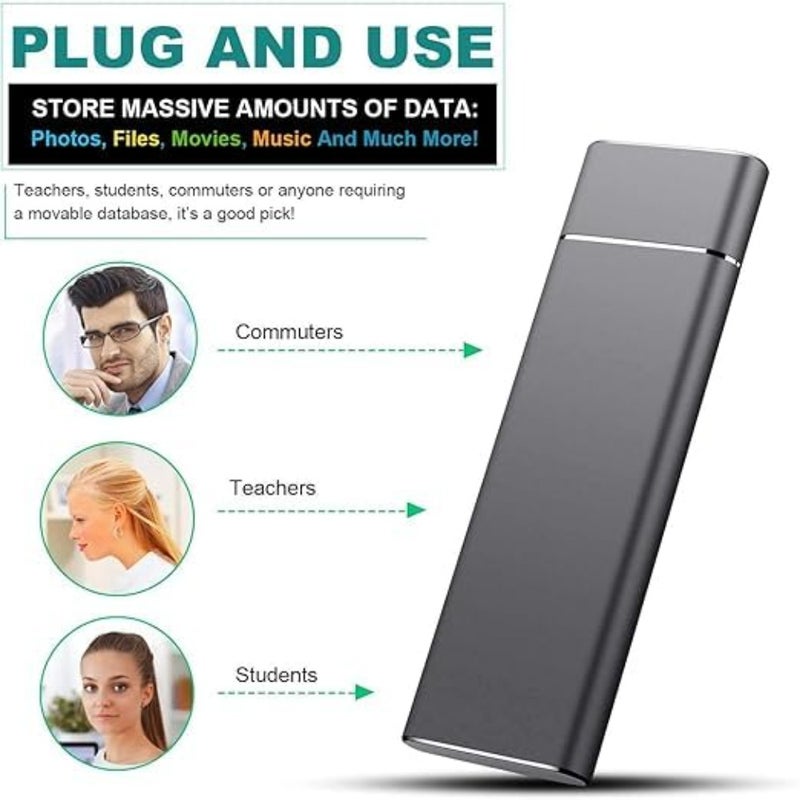 External Hard Drive Type C USB 2.0 Portable 1TB 2TB Hard Drive External HDD Compatible for Laptop and PC 2TB-LN2 - Image 5