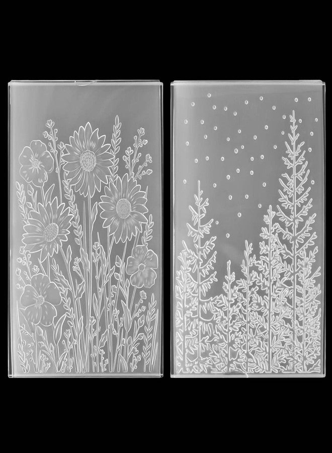 Gosknor 2pcs Embossing Folders, 4.5x6.3 Inch Textured Daisy Flower 3D Tree Woodland Background Plastic Embossing Folders for Card Making Scrapbooking Paper Crafts - Image 1