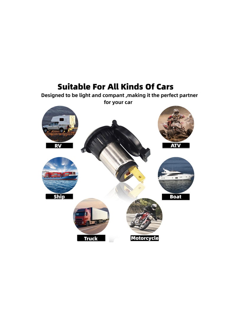 Cigarette Lighter Socket, Waterproof Marine Grade 12V Female Socket Plug Outlet Car Cigarette Lighter Dust Plug for DC 12V-24V Marine Boat Motorcycle, Riding Mower, Tractor, Vehicle, GPS(1 Pack) - Image 2