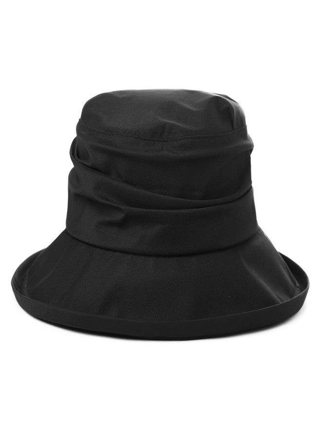 Comhats Rain Hat for Women Waterproof Wide Brim Sun Hats for Ladies SPF 50+ Summer Fishing Bucket Hats Beach Foldable Black Medium - Image 1