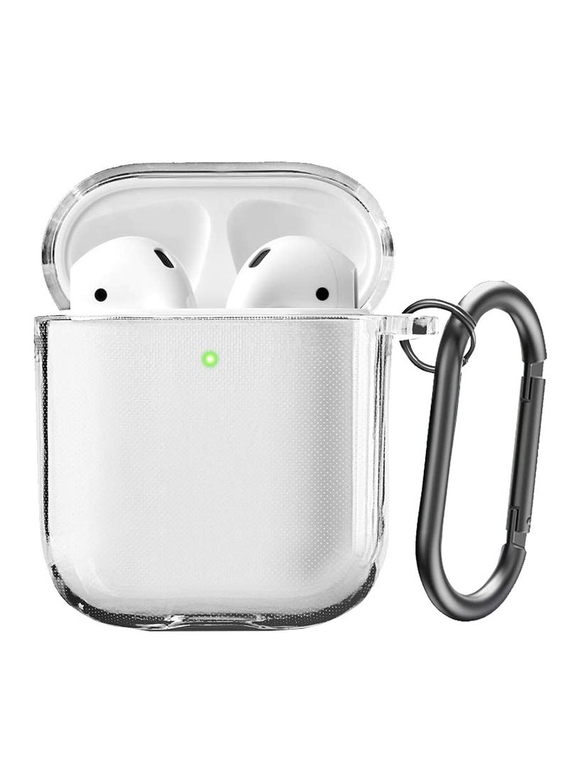 CATANES Shockproof Case For Apple AirPods 1/2 Crystal Clear Shockproof Case Transparent Ultra Slim Cover with Keychain Carabiner  - Image 1