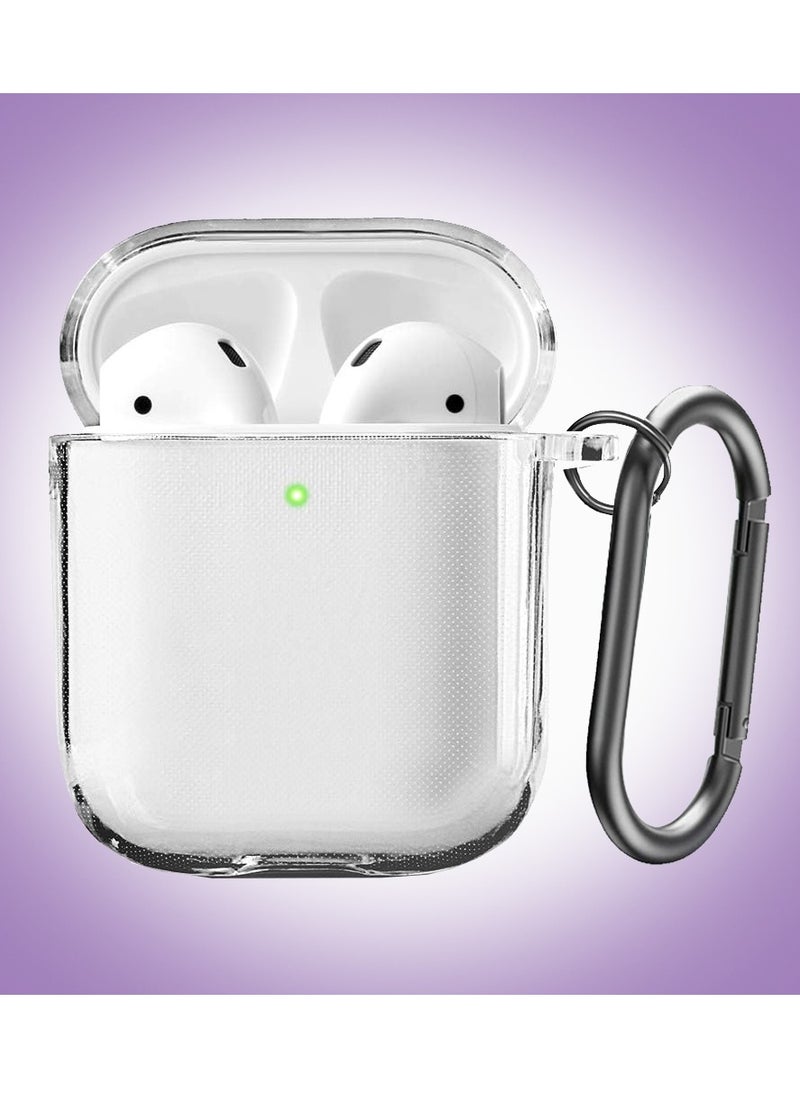 CATANES Shockproof Case For Apple AirPods 1/2 Crystal Clear Shockproof Case Transparent Ultra Slim Cover with Keychain Carabiner  - Image 4