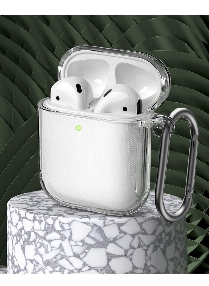 CATANES Shockproof Case For Apple AirPods 1/2 Crystal Clear Shockproof Case Transparent Ultra Slim Cover with Keychain Carabiner  - Image 5
